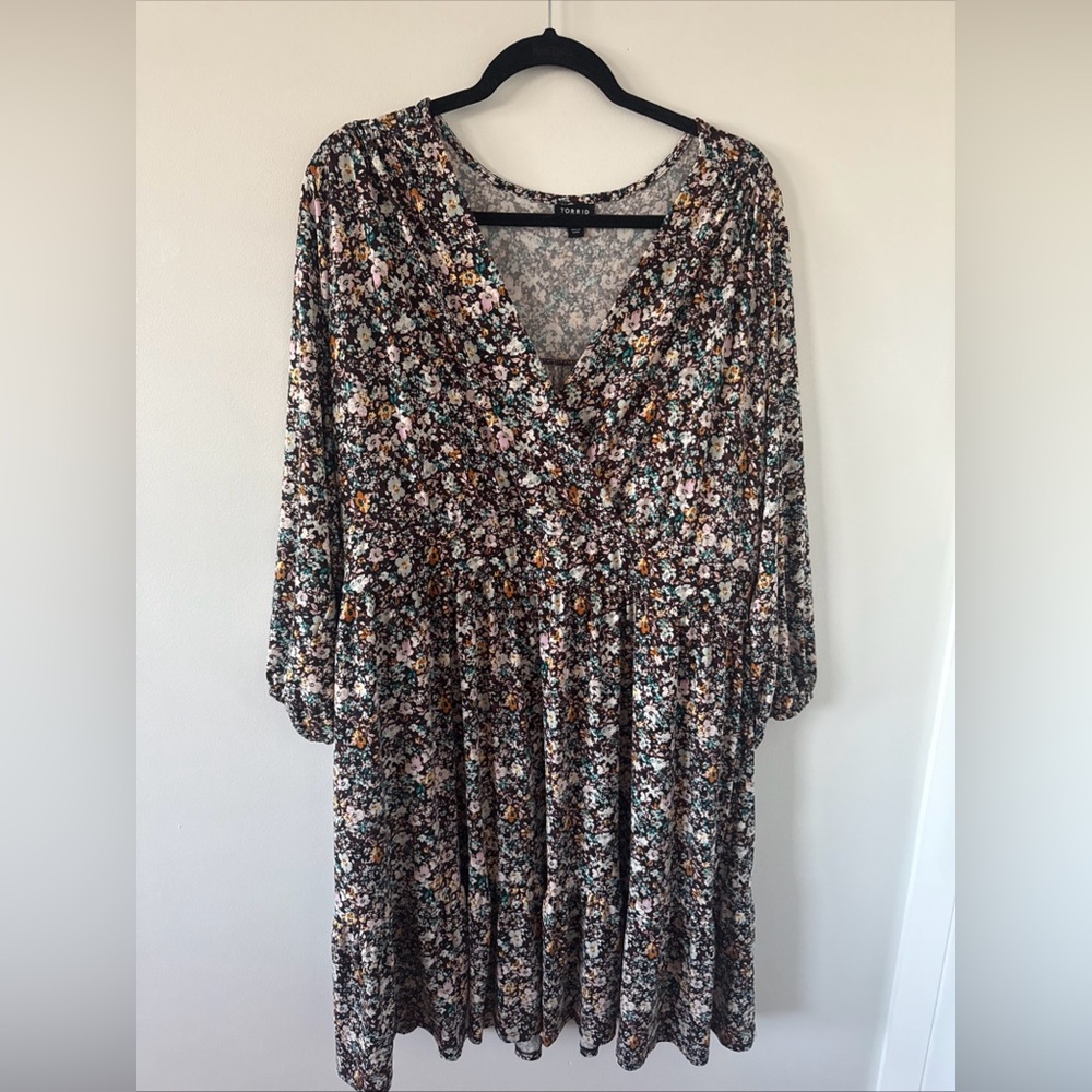 Torrid Floral V-Neck Surplice Dress